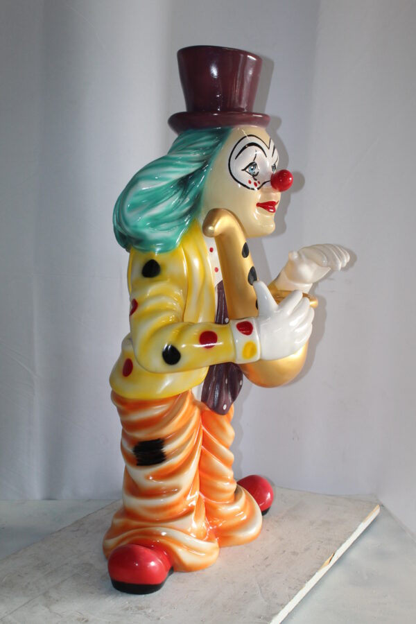 Whimsical Clown Fiberglass Statue, Jazzing Up with Saxophone 19" x 18" x 36"H - Image 4