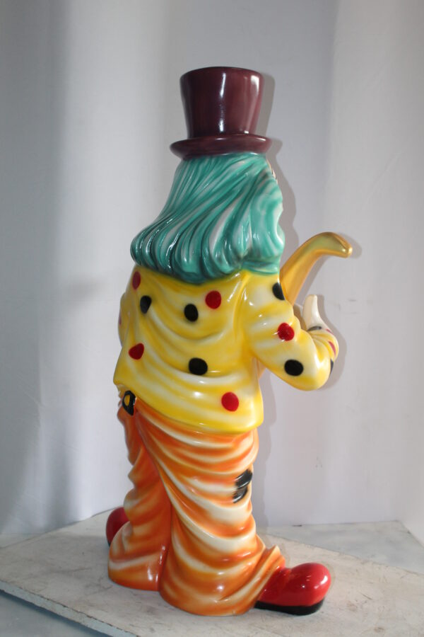 Whimsical Clown Fiberglass Statue, Jazzing Up with Saxophone 19" x 18" x 36"H - Image 6