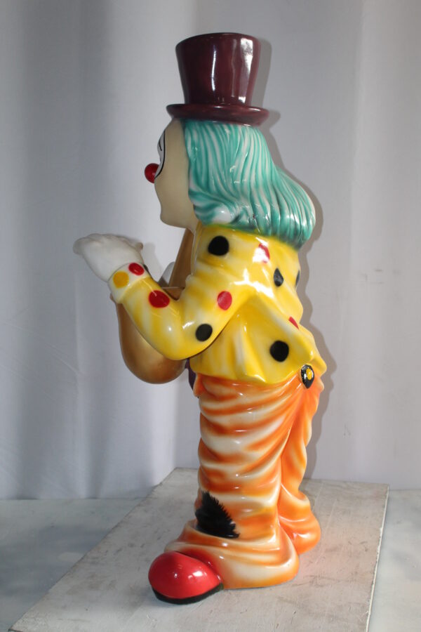 Whimsical Clown Fiberglass Statue, Jazzing Up with Saxophone 19" x 18" x 36"H - Image 9