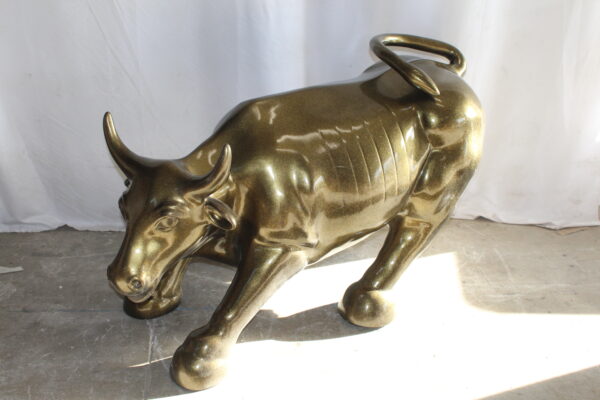 Iconic Giant Fiberglass Bronze Color Wall Street Bull 57" x 28" x 33"H - Image 4