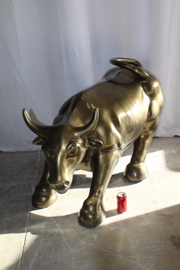 Iconic Giant Fiberglass Bronze Color Wall Street Bull 57" x 28" x 33"H - Image 5
