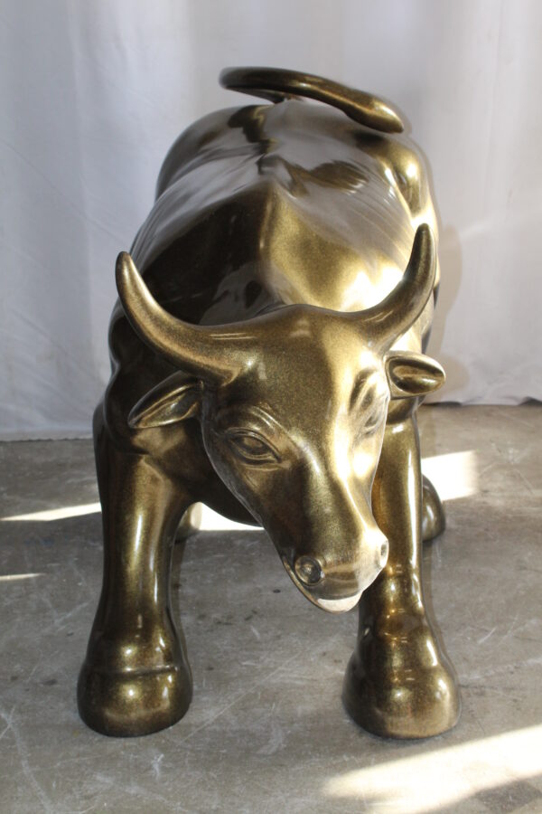 Iconic Giant Fiberglass Bronze Color Wall Street Bull 57" x 28" x 33"H - Image 6