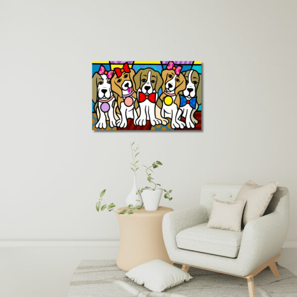 Love My Beagles, Acrylic Painting, Stretched Canvas, Art by Jozza 44" x 32" - Image 4