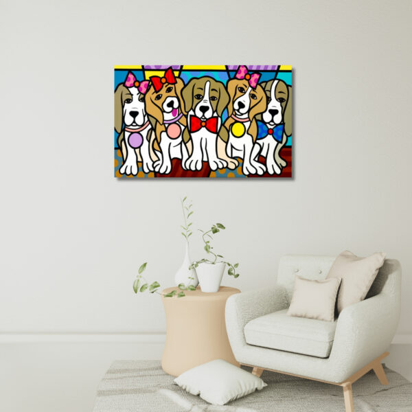 Love My Beagles, Acrylic Painting, Stretched Canvas, Art by Jozza 50" x 40" - Image 5