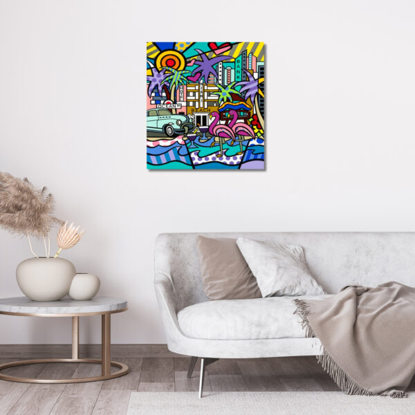 Miami Beach, Acrylic Painting, Stretched Canvas, Wall Art by Jozza 36" x 42" x 1 - Image 4