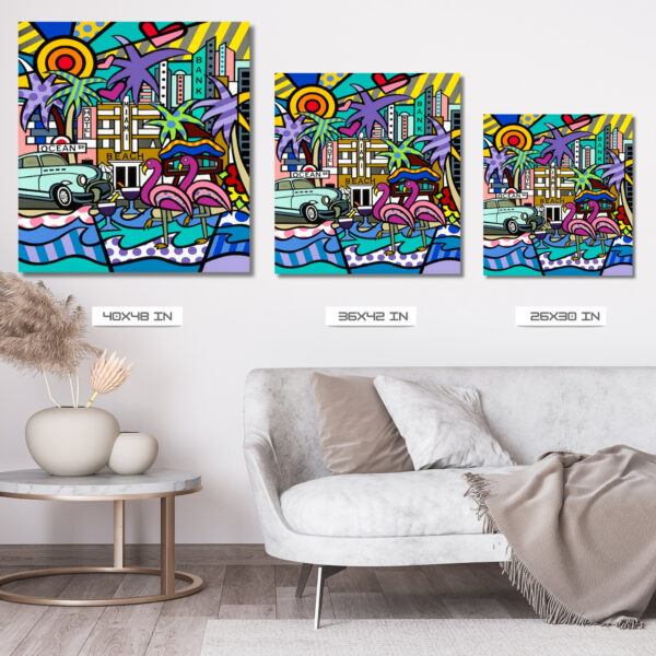 Miami Beach, Acrylic Painting, Stretched Canvas, Wall Art by Jozza 36" x 42" x 1 - Image 5