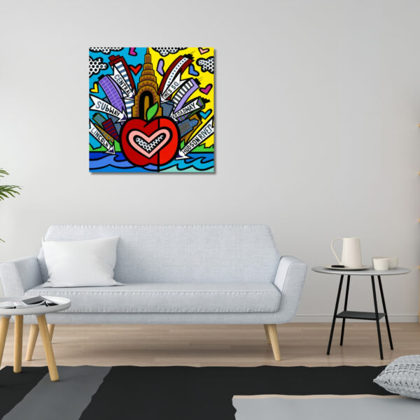 New York, Acrylic Painting, Stretched Canvas, Wall Art by Jozza 40" x 40" x 1" - Image 4