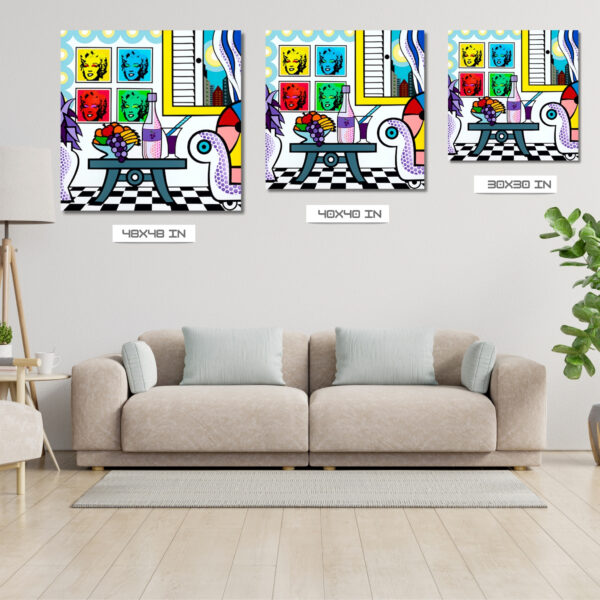 NY Livingroom, Acrylic Painting, Stretched Canvas, Wall Art by Jozza 48" x 48" - Image 4
