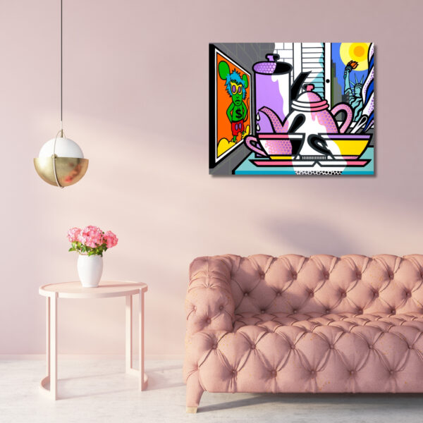 New York Backyard, Acrylic Painting, Stretched Canvas, Art by Jozza 32" x 28" - Image 4