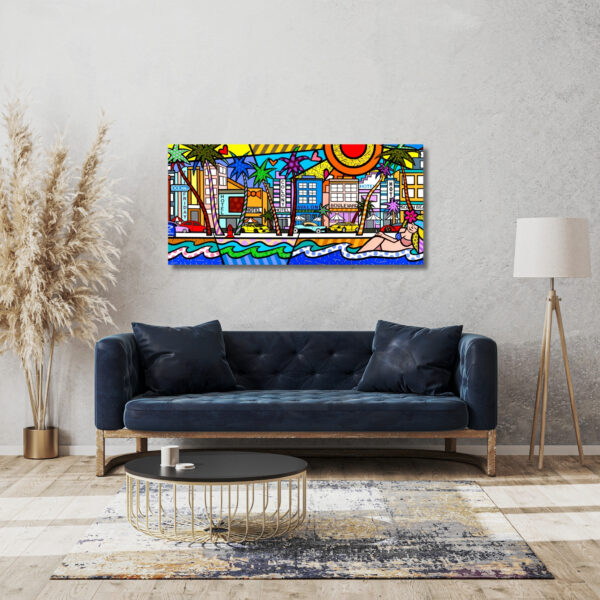 Ocean Drive, Acrylic Painting, Stretched Canvas, Wall Art by Jozza 50" x 23" - Image 4