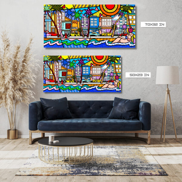Ocean Drive, Acrylic Painting, Stretched Canvas, Wall Art by Jozza 70" x 32" - Image 4