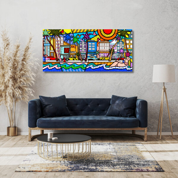 Ocean Drive, Acrylic Painting, Stretched Canvas, Wall Art by Jozza 70" x 32" - Image 5