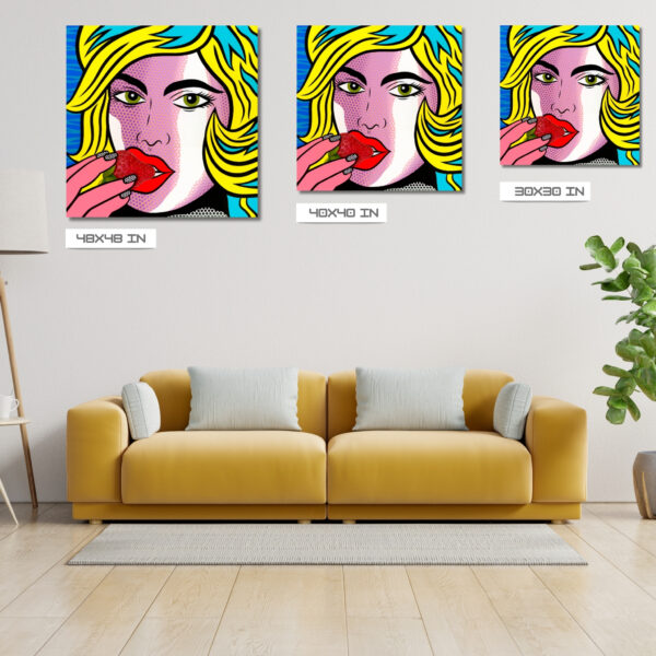 Strawberry, Acrylic Painting, Stretched Canvas, Wall Art by Jozza 48" x 48" x 1" - Image 4