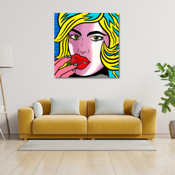 Strawberry, Acrylic Painting, Stretched Canvas, Wall Art by Jozza 48" x 48" x 1" - Image 5
