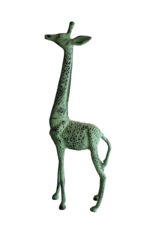 Aluminum Small Giraffe Statue with Green Patina Finish 10" x 4" x 27"H