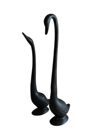 Aluminum Pair of Black Swans, Graceful Decor Accent 7" x 7" x 23"H