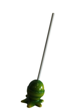 Green and Yellow Oversized Fiberglass Lollipop Statue 7" x 7" x 21"H