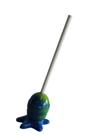 Blue and Green Oversized Fiberglass Lollipop Statue 10" x 10" x 34"H