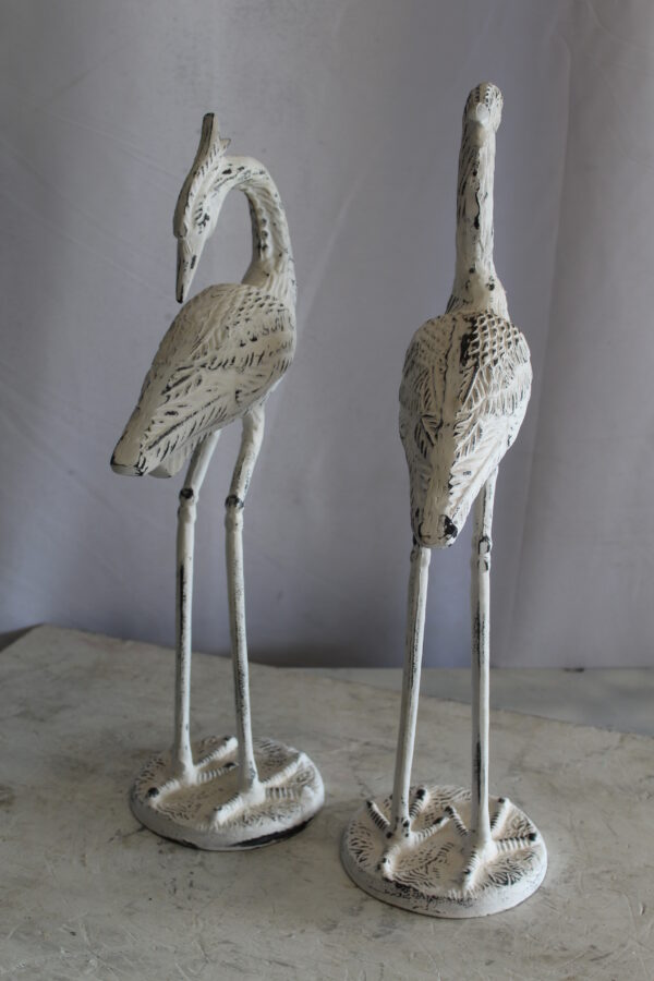 Pair of Aluminum Crane with White Patina Finish 10" x 12" x 23"H - Image 7