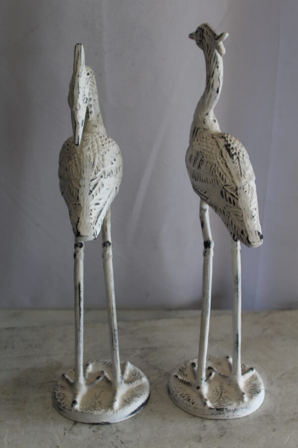 Pair of Aluminum Crane with White Patina Finish 10" x 12" x 23"H - Image 8
