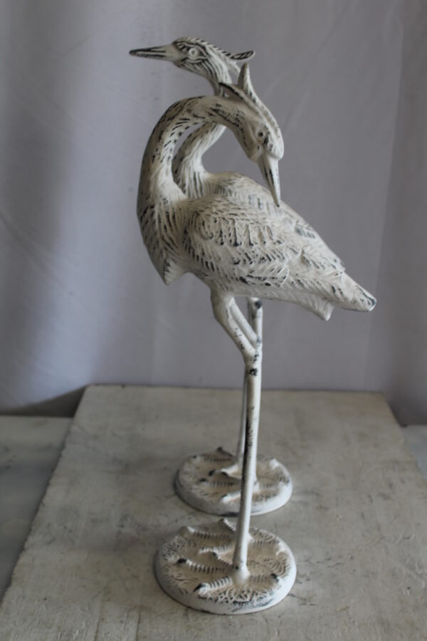 Pair of Aluminum Crane with White Patina Finish 10" x 12" x 23"H - Image 10