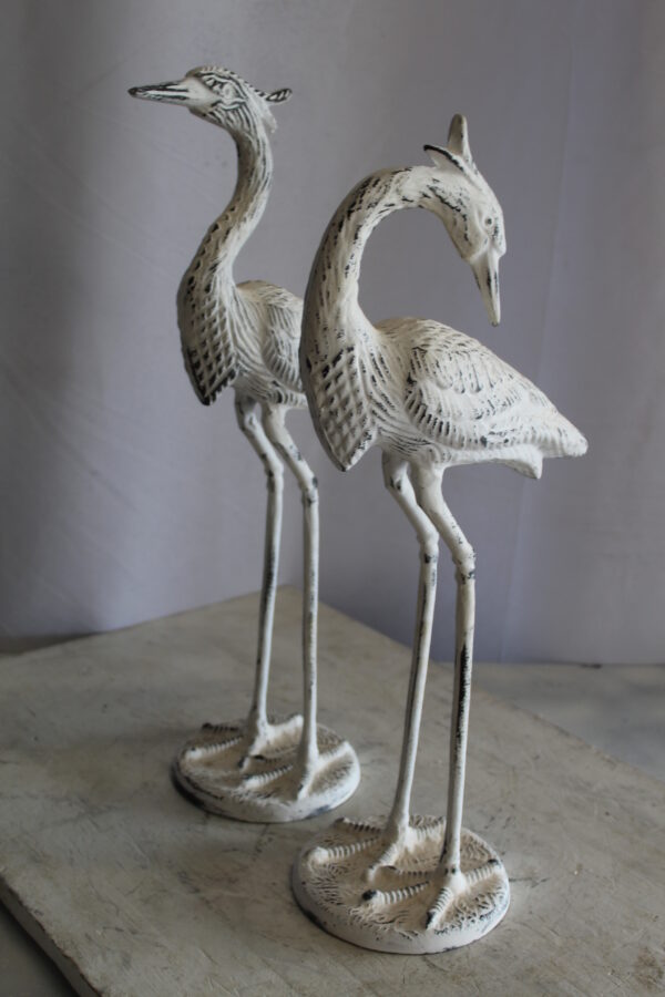 Pair of Aluminum Crane with White Patina Finish 10" x 12" x 23"H - Image 11