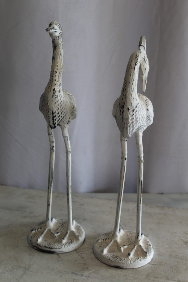 Pair of Aluminum Crane with White Patina Finish 10" x 12" x 23"H - Image 12