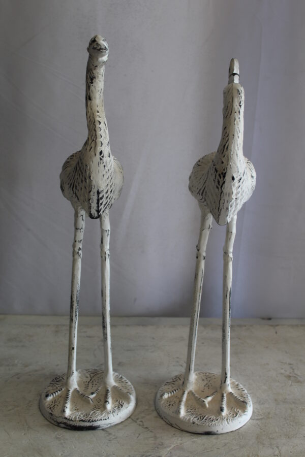 Pair of Aluminum Crane with White Patina Finish 10" x 12" x 23"H - Image 13