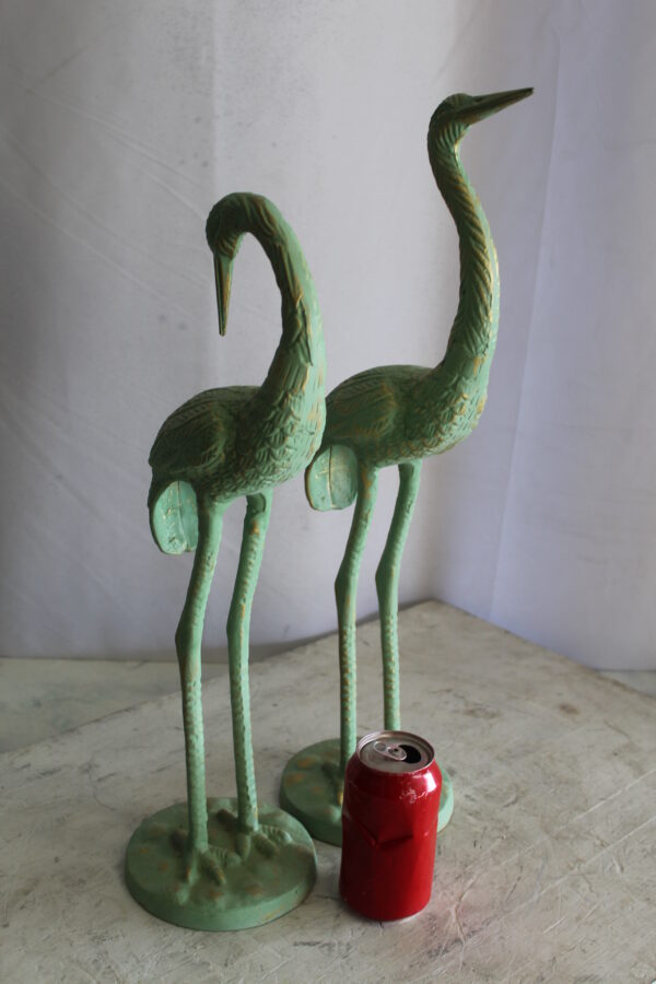 Pair of Aluminum Crane with Green Patina Finish 24" x 14" x 42"H - Image 3