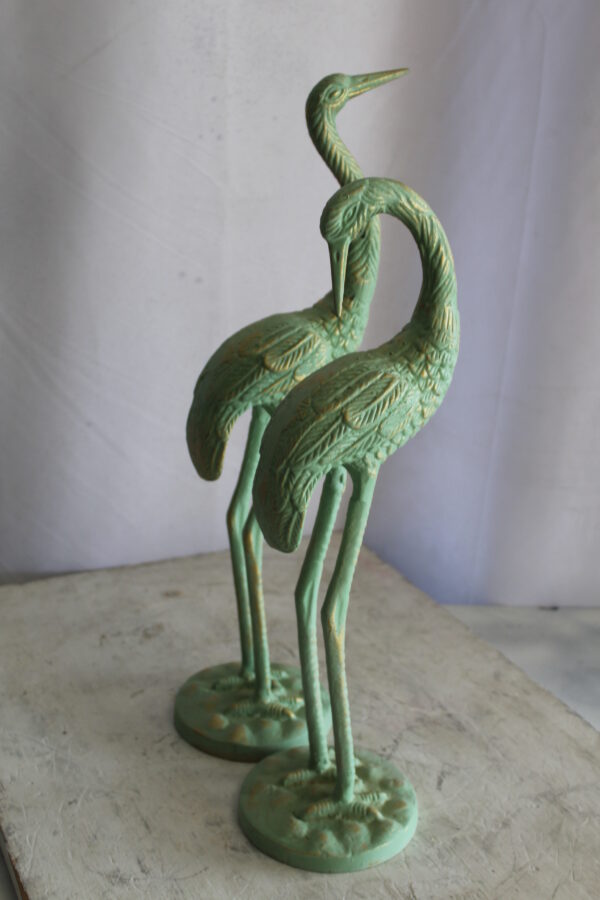 Pair of Aluminum Crane with Green Patina Finish 24" x 14" x 42"H - Image 5