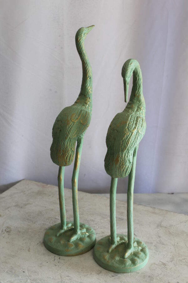 Pair of Aluminum Crane with Green Patina Finish 24" x 14" x 42"H - Image 6