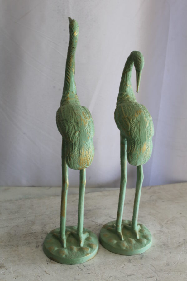 Pair of Aluminum Crane with Green Patina Finish 24" x 14" x 42"H - Image 7