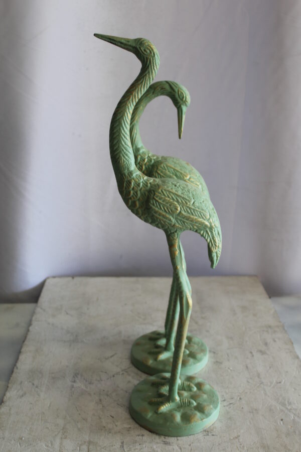 Pair of Aluminum Crane with Green Patina Finish 24" x 14" x 42"H - Image 9