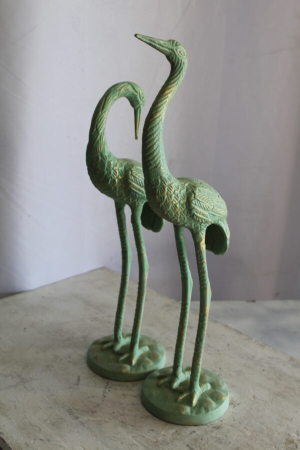 Pair of Aluminum Crane with Green Patina Finish 24" x 14" x 42"H - Image 10