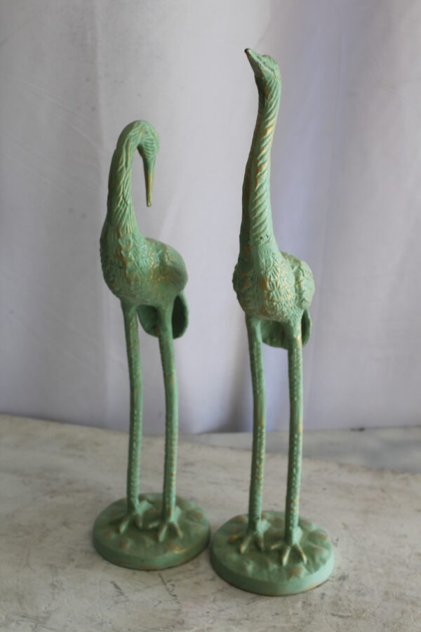 Pair of Aluminum Crane with Green Patina Finish 24" x 14" x 42"H - Image 11