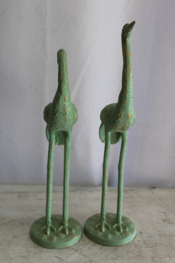 Pair of Aluminum Crane with Green Patina Finish 24" x 14" x 42"H - Image 12