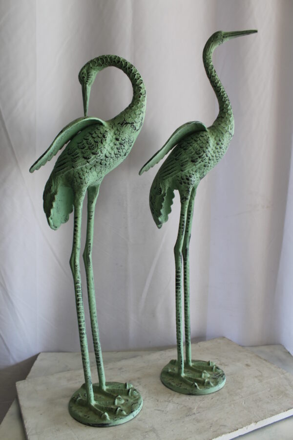 Pair of Aluminum Crane Wings Open with Green Patina Finish 10" x 8" x 22"H - Image 13
