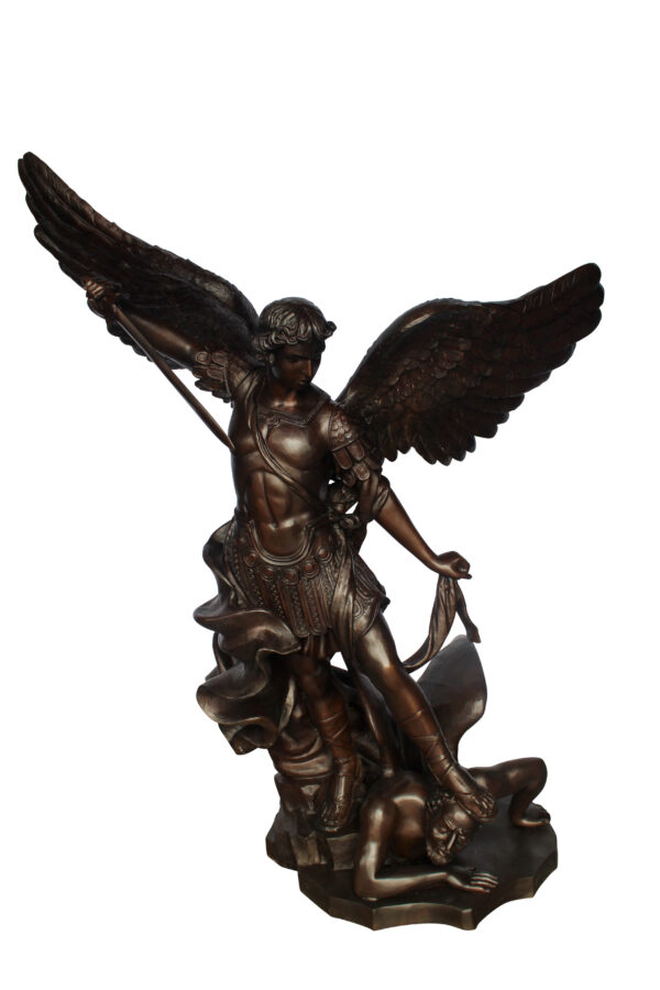 Giant Bronze Statue of Archangel Michael Slaying the Devil 54" x 32" x 68"H