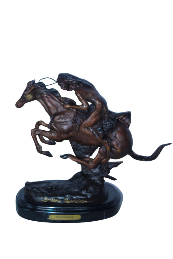 Cheyenne by Remington Bronze Statue Replica, Iconic Western Decor 9" x 3" x 9"H