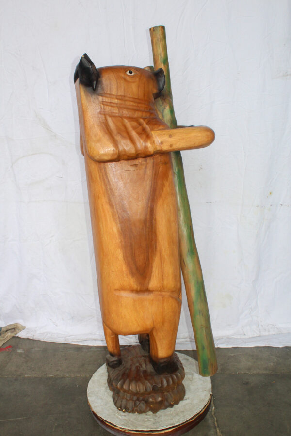 Wooden Giant Standing Pig Statue 25" x 16" x 65"H - Image 5
