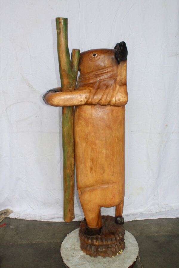 Wooden Giant Standing Pig Statue 25" x 16" x 65"H - Image 9