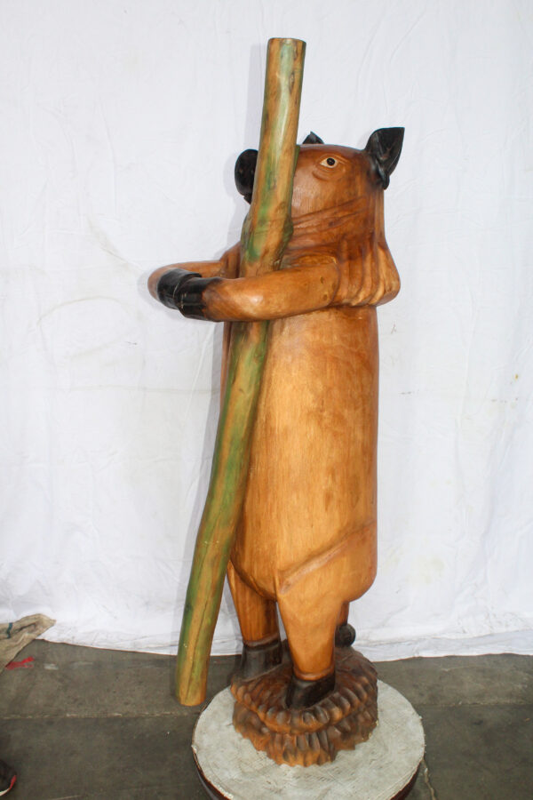 Wooden Giant Standing Pig Statue 25" x 16" x 65"H - Image 10