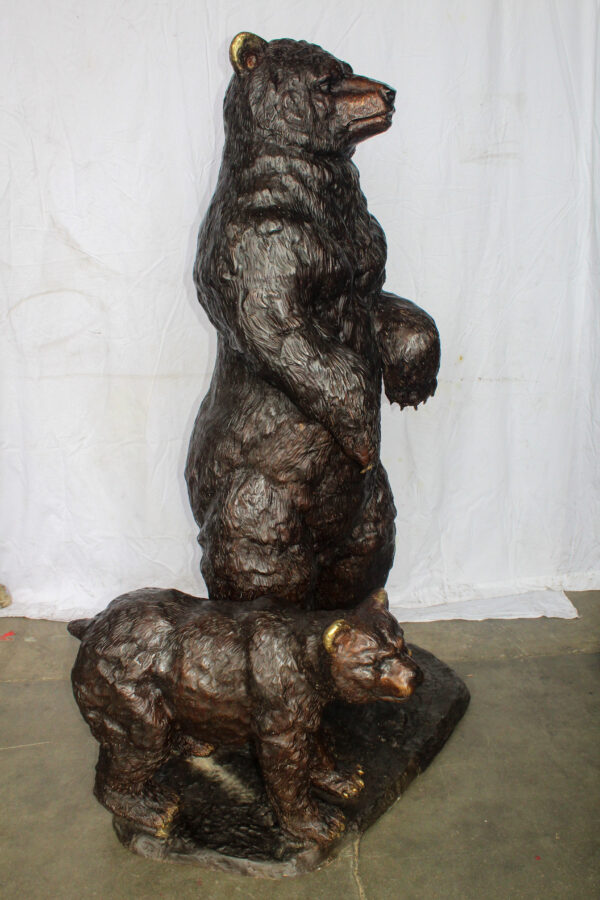 Giant Bronze Statue of a Standing Bear and Cub 46" x 34" x 70"H - Image 6