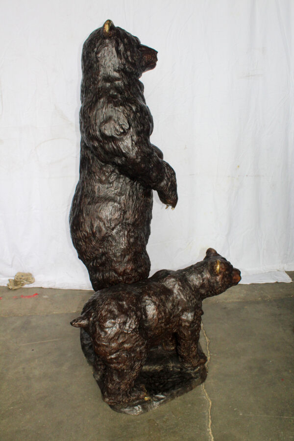 Giant Bronze Statue of a Standing Bear and Cub 46" x 34" x 70"H - Image 7