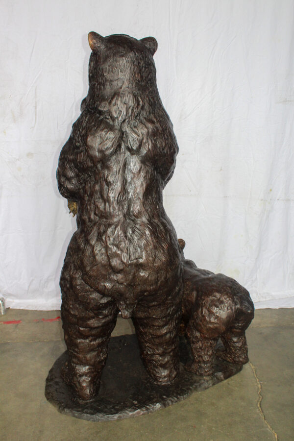 Giant Bronze Statue of a Standing Bear and Cub 46" x 34" x 70"H - Image 9