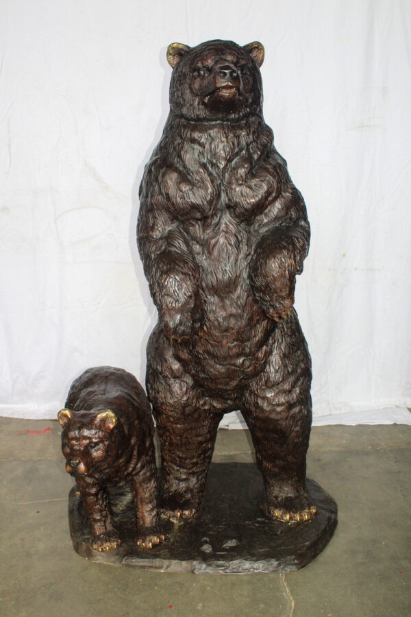 Giant Bronze Statue of a Standing Bear and Cub 46" x 34" x 70"H - Image 12