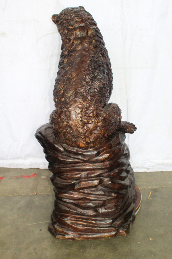 Life Size Bronze Statue of a Bear Sitting on A Rock 43" x 29" x 51"H - Image 9