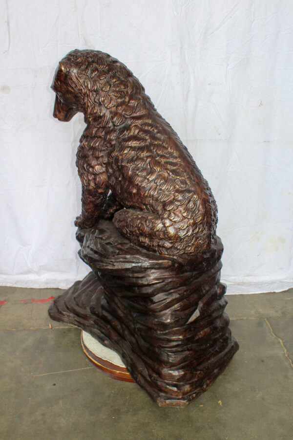 Life Size Bronze Statue of a Bear Sitting on A Rock 43" x 29" x 51"H - Image 11
