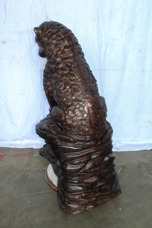 Life Size Bronze Statue of a Bear Sitting on A Rock 43" x 29" x 51"H - Image 12