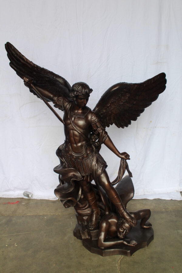 Giant Bronze Statue of Archangel Michael Slaying the Devil 54" x 32" x 68"H - Image 3